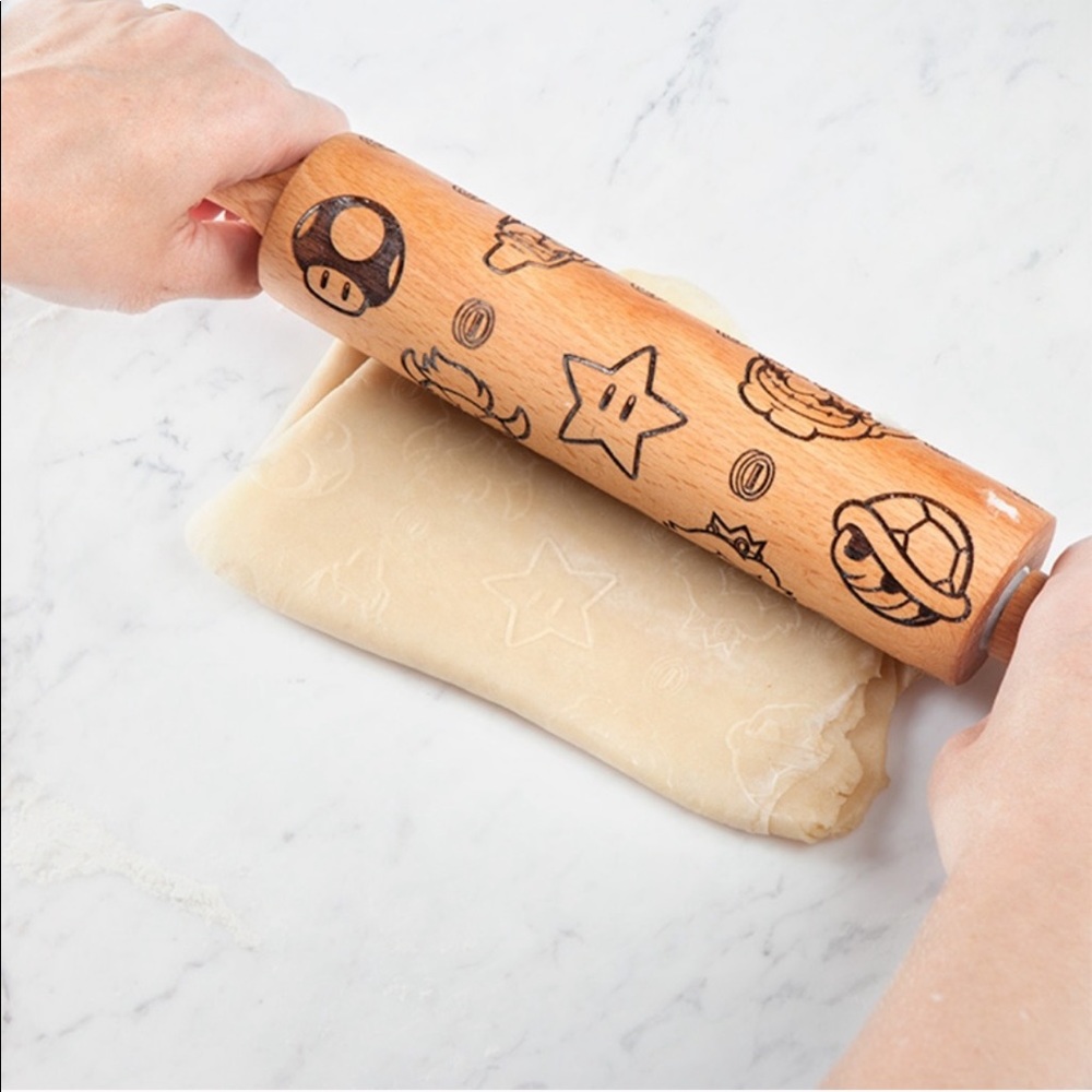 Super Mario Wood Rolling Pin Embossing Nintendo